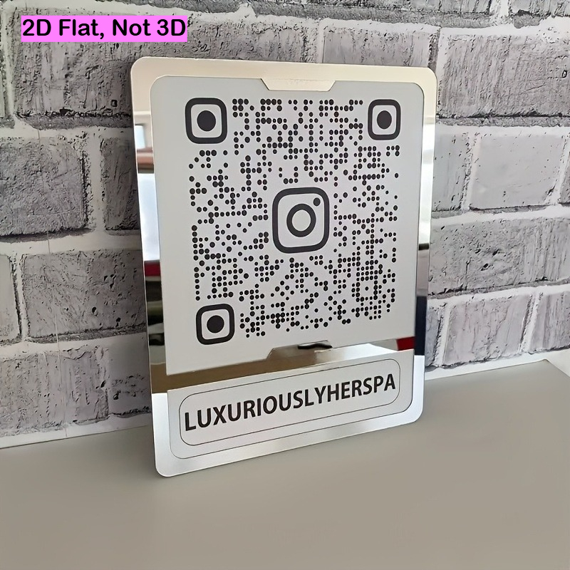 TEMU 2d Flat, 1pc Media Sign - Acrylic Business Display With & Us Information, Golden & Border - Personalize Desktop Decorative Sign & Plaque For