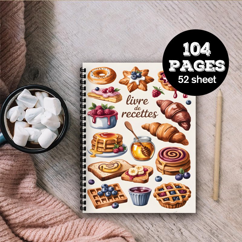 TEMU 1pc Carnet de Recettes A5 en Français avec Planificateur de Repas et Liste de Courses - Journal de Cuisine à Spirale pour de de Poids,