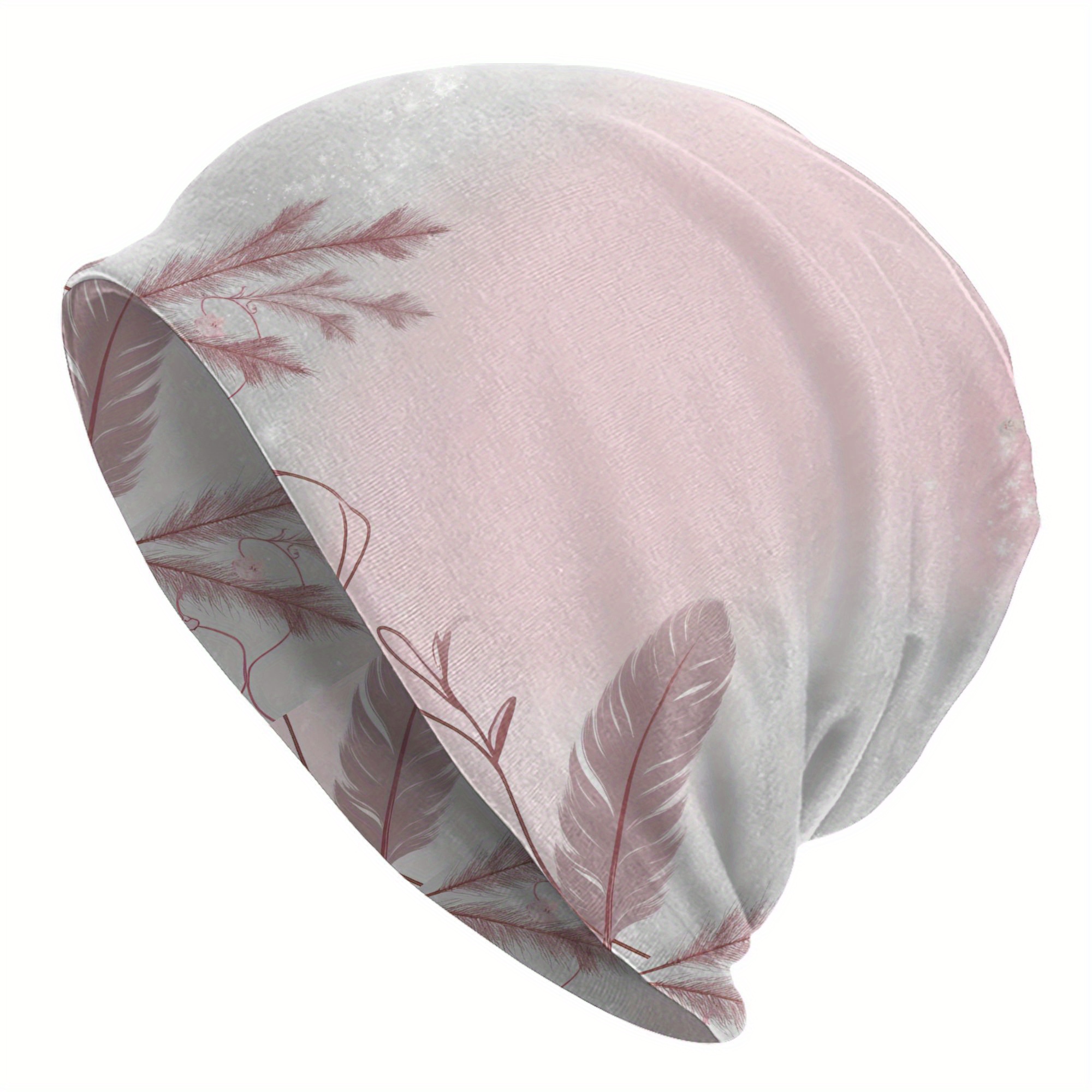 E-shop Herbst-Frühlingsmützen – Blumen, Federn Zweige – Dünne Mützen, Hipster-Skullies, Beanies, Mützen für Damen Herren mit Ohrenschützern