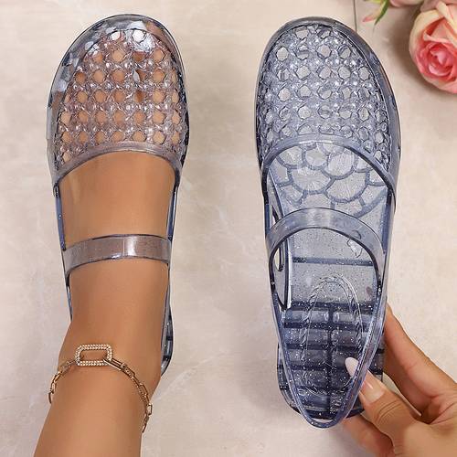 2026 sandals for women hollow out woven flat sandals soft comfortable summer slip on footwear
