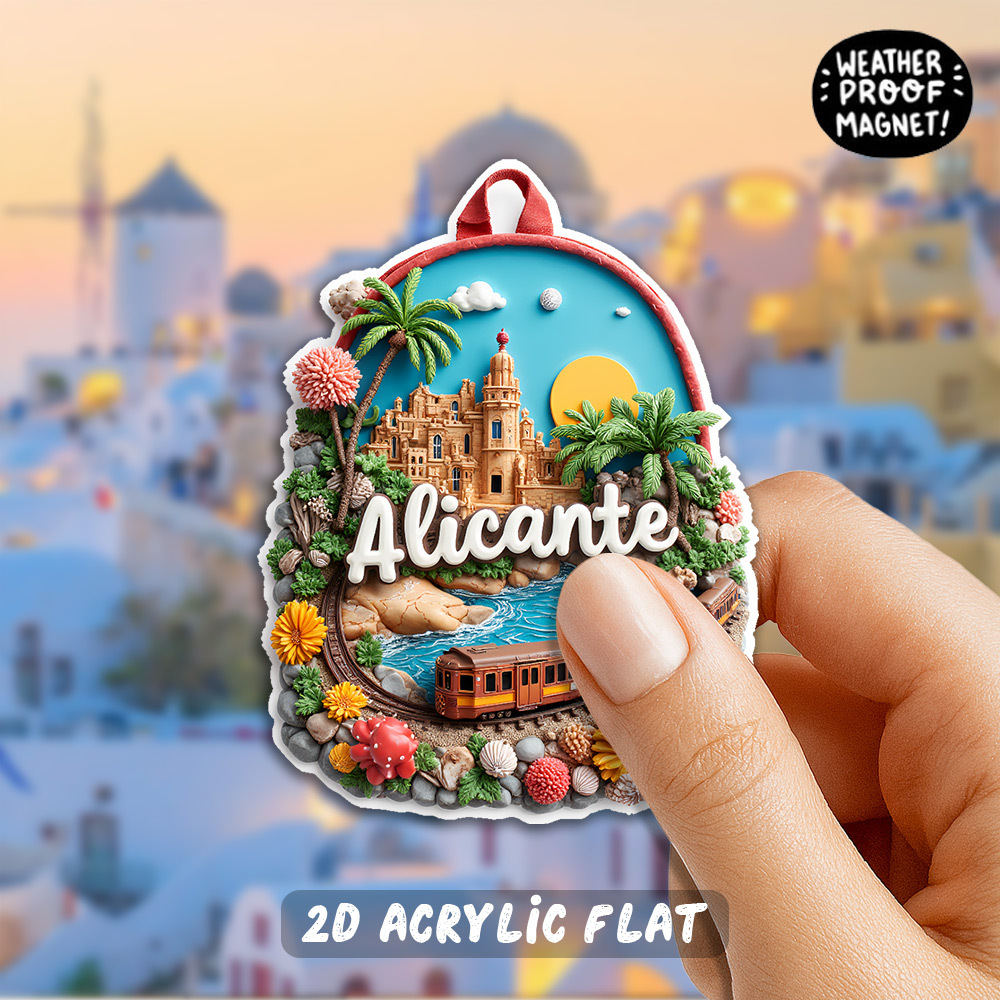 TEMU Magnete da frigorifero 2D piatto a singolo in acrilico, Viaggio ad Alicante �� Paesaggio di , che e di �� per gli appassionati di viaggi, per