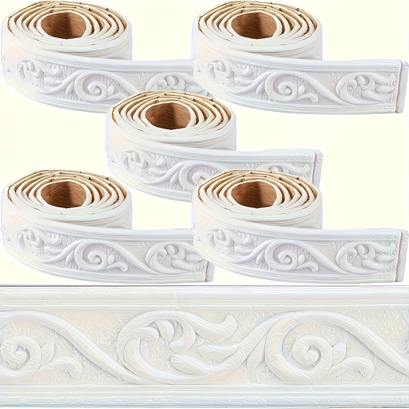 TEMU Set van 5 rollen 3D flexibele schuim decoratieve muurstickers, verkrijgbaar in 6 kleuren, kroonvormige zelfklevende muurstickers, 1,97 inch