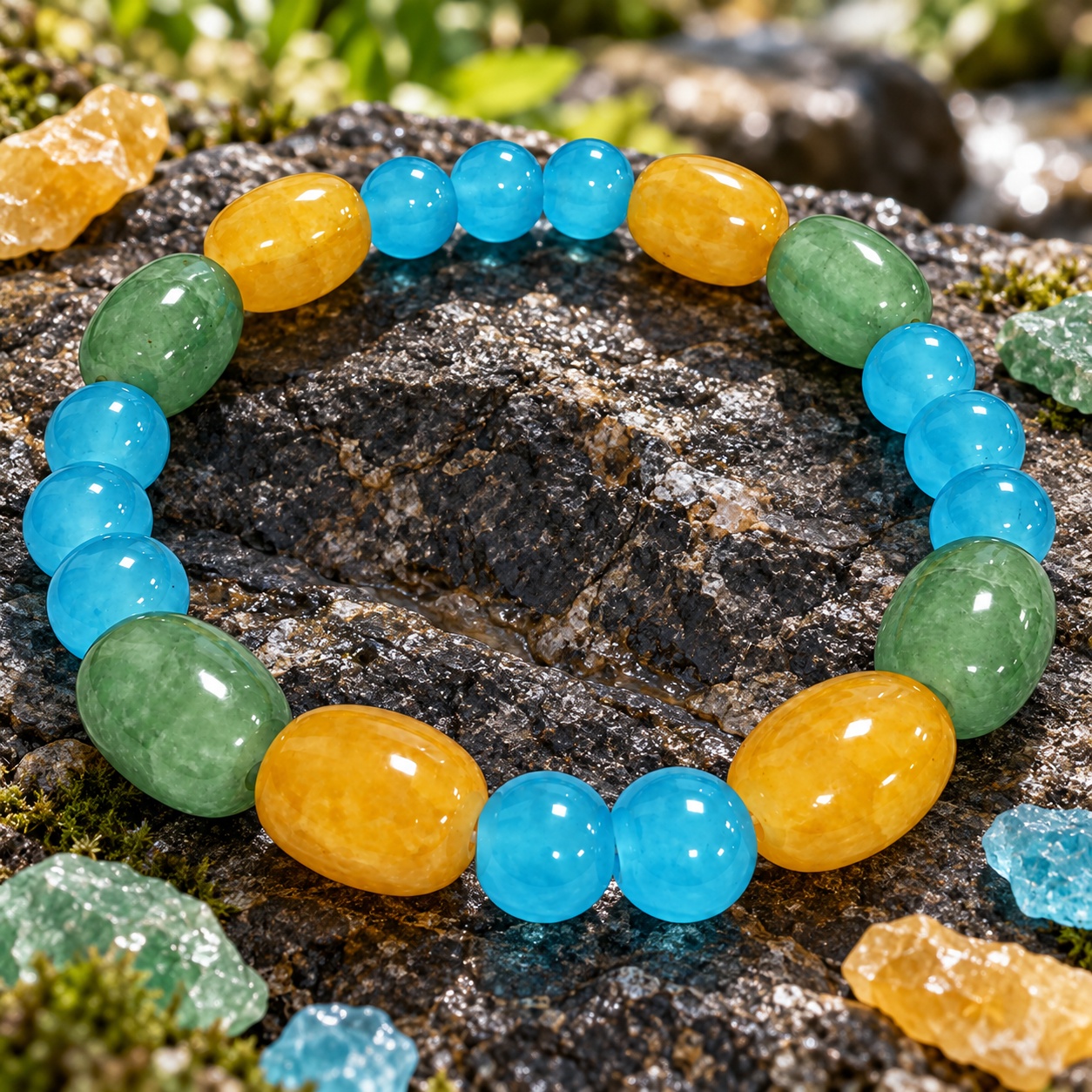 Wealth-Attracting Beaded Bracelet, Handmade