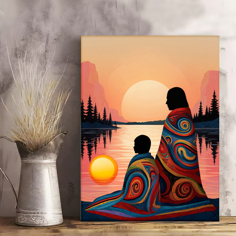 TEMU Art imprimé bidimensionnel plat 2D, avec des colorées de et des de la nature, parfait pour la décoration murale. Cette pièce non encadrée est un