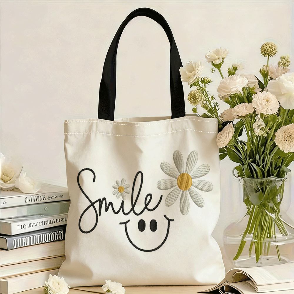 E-shop Smiling Daisy Stimmungsaufhellende Kunst Tragetasche - Wiederverwendbare Einkaufstasche, Modisches Damen Alltagsaccessoire, Weihnachten,