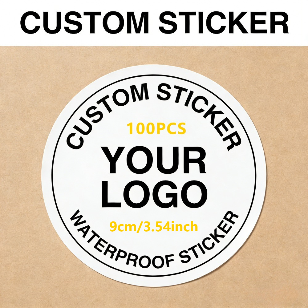 TEMU Custom Round Stickers 100/200/400pcs, Sizes 3/4/5/6/7/8/9/10cm, Diy Sticker Content And Logo; High-quality And Tear-resistant Stickers For Item