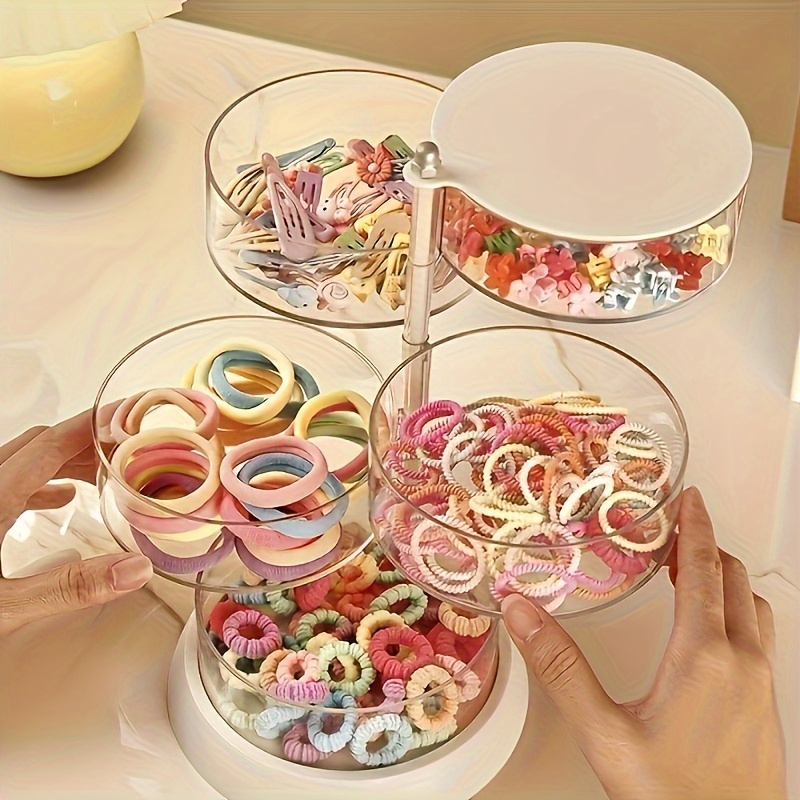3 tier rotating jewelry organizer transparent plastic storage box for hair accessories rings bracelets multi compartment design with lid ideal for dressing table jewelry organizers   Product details 1