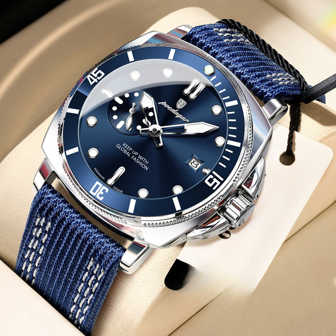 Image of Men's Watch With Display & Winding Movement - Elegant Minimalist Suitable For Business, Casual Wear, Gifts For, Husband, Brothers - Clock For Everyday Use And Special Occasions