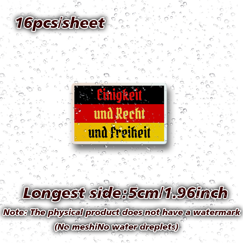 16pcs Per Sheet Of German Flag Stickers Made Of Vinyl, Suitable For Car Bumpers, Windows, Laptops, Trucks, , And Water Bottles - Durable And Multifunctional