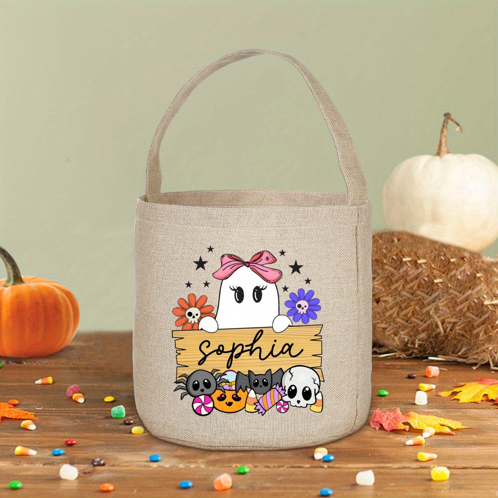 TEMU Personalized Name/text Halloween Tote Bag - & Name/text Addition - Party Bag Suitable For , Personalized, Parties, Events - Party Favor Bag