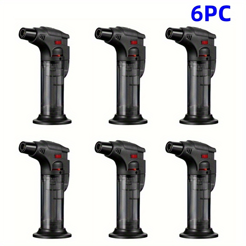 TEMU (without Butane Gas)2/ 4/ 6pcs Windproof Torch Lighters With Safety Lock, Refillable Kitchen Butane Gas Lighter, Adjustable Flame Size, Suitable