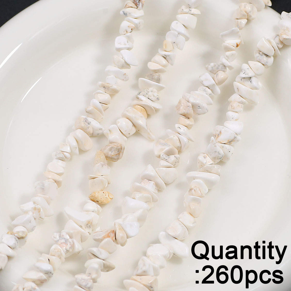 TEMU 260pcs Of 5mm White Explosion Pine Stones, For Art And Craft Supplies, Sewing Materials, Bead Jewelry, Decorative Beads For Design, Home
