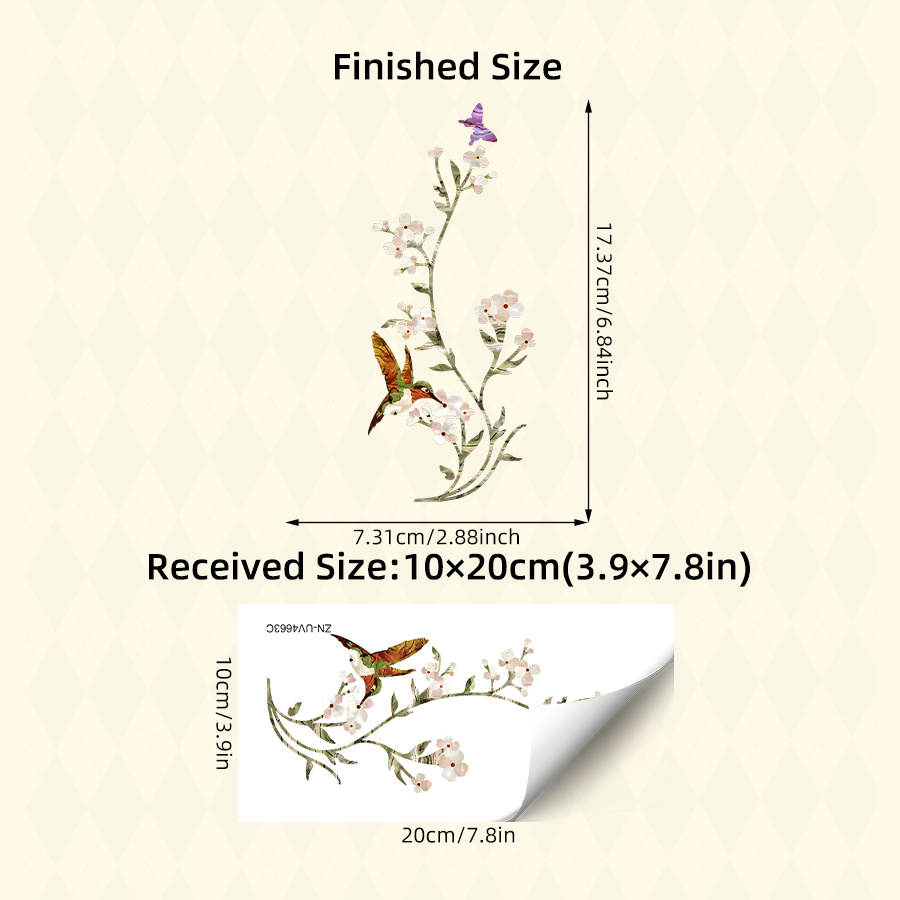 1 Sheet Decor Stickers With Floral Hummingbird And Designs, Removable Peel And Stick Flower Decals For Musical Instrument Pipa Journaling And Diy Crafts, Bohemian Theme Art