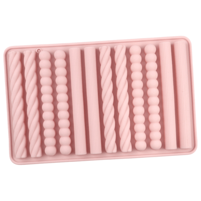 Image of 12 3d Multifunctional Long Strip Shape Cookie Cake Mold Fondant Silicone Mold Cube Of Ice Mold Food Grade Baking Utensils Mold Design | Durable Silicone Material
