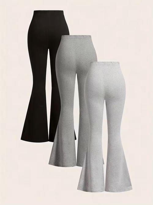 3er-set damen freizeit-sportliche lange hosen in standardgröße, 3er-set schlaghosen mit cartoon-aufdruck