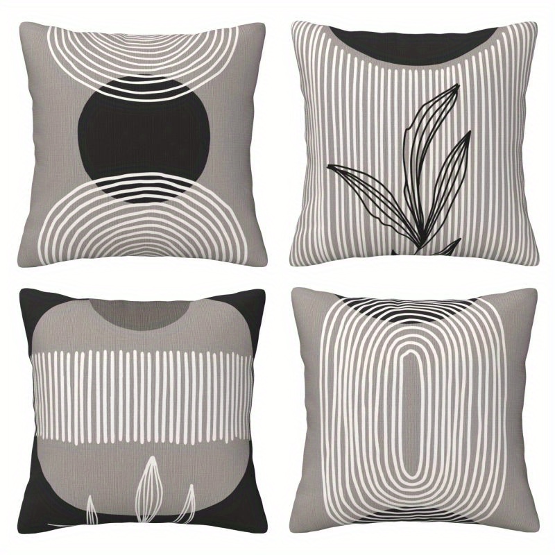 

4pcs Set - , Linen , Zippered Cushion For & Bedroom Decor (16x16, 18x18, )