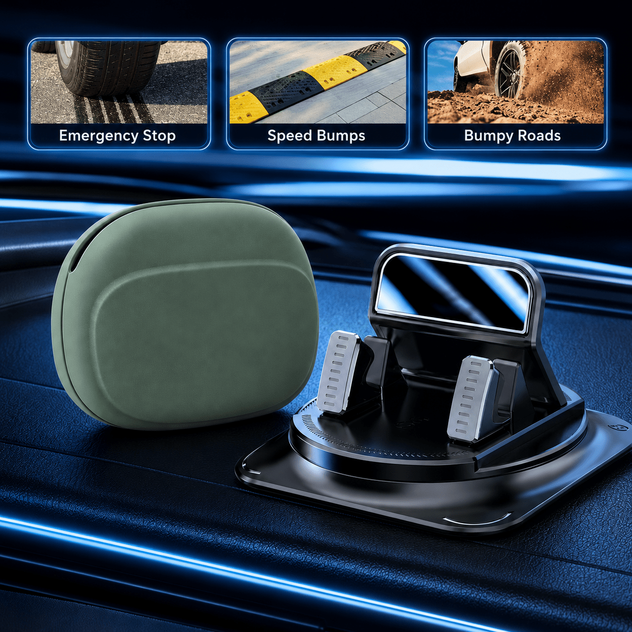TEMU 2pcs Set (1pc Car Mount And 1pc Storage Bag), For Car Navigation Fixing, Desktop Entertainment And Daily Phone Support, Stable And Non-slip,