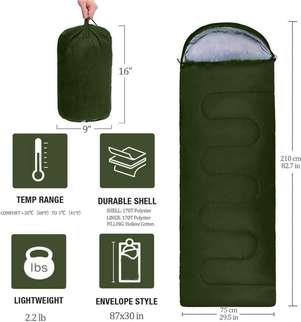 Ultralight Outdoor Warm Sleeping Bag - Compact Design for Camping, Hiking & Winter Adventures | Includes Travel Tote & Inflatable Pillow - Perfect Gift for Backpackers (Green, Red, Pink) - Christmas, Thanksgiving, New Year Deal, Camping Gear, Adventure Travel, Padded Comfort, Durable Polyester