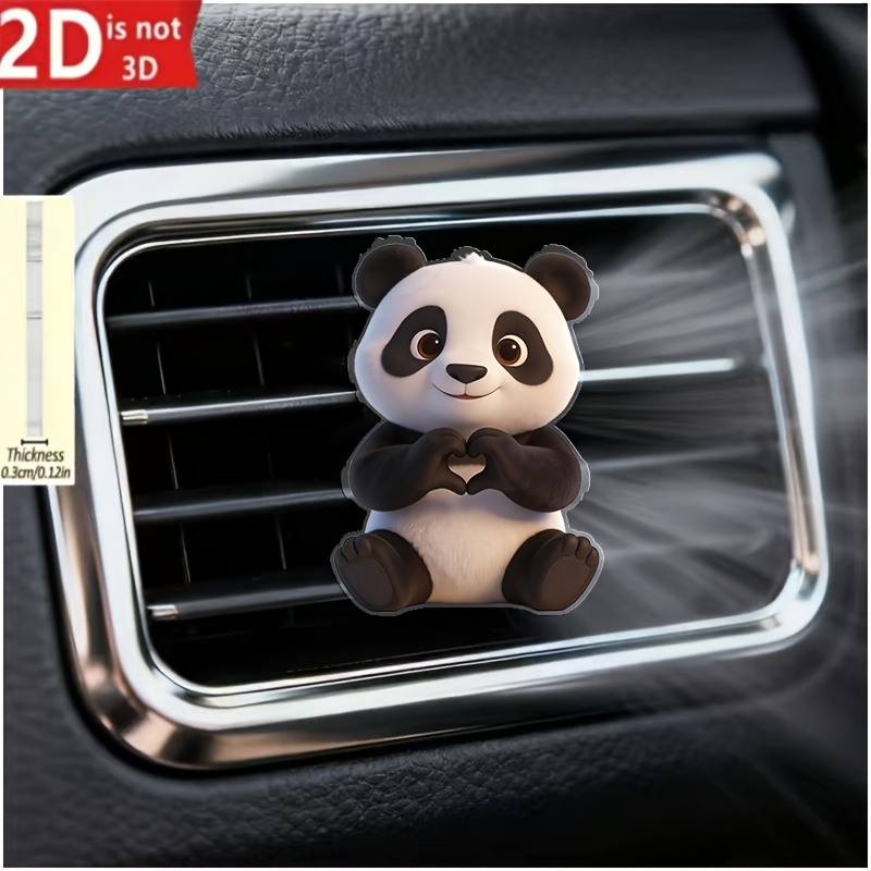 TEMU 2d Flat, 1pc Panda Pattern Heart-shaped Refillable Car Air Freshener Perfume Diffuser Clip, Car Vent Interior Accessory, Car Fragrance Diffuser,