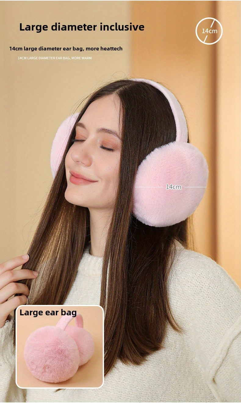 Winter Warmth Knit Fabric Earmuffs, Polyester Fuzzy Ear Warmers, Foldable Ear Protection, Fitted Style, with Hand Wash Only for Winter details 8