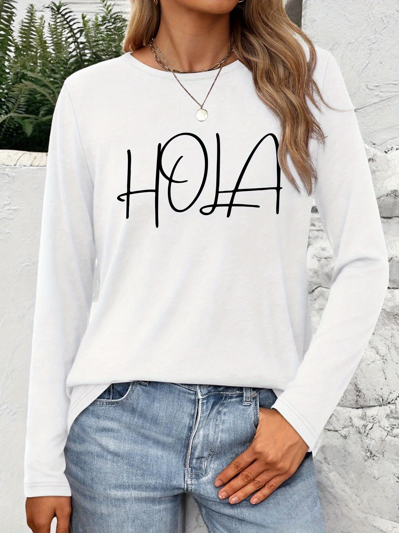 womens spanish   graphic print long sleeve t shirt oversized relaxed   neck casual top black with white lettering   casual attire spanish themed outfits machine washable comfortable everyday shirt stylish round neck design with   white   print versatile   wardrobe essential chic minimalist womens clothing white 0