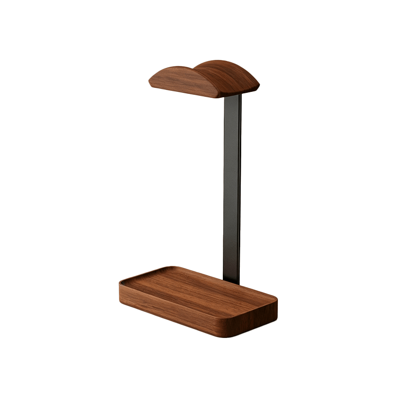 TEMU Support pour casque de bureau en bois de de qualité supérieure avec plateau de rangement, porte-casque de bureau durable, porte-écouteurs