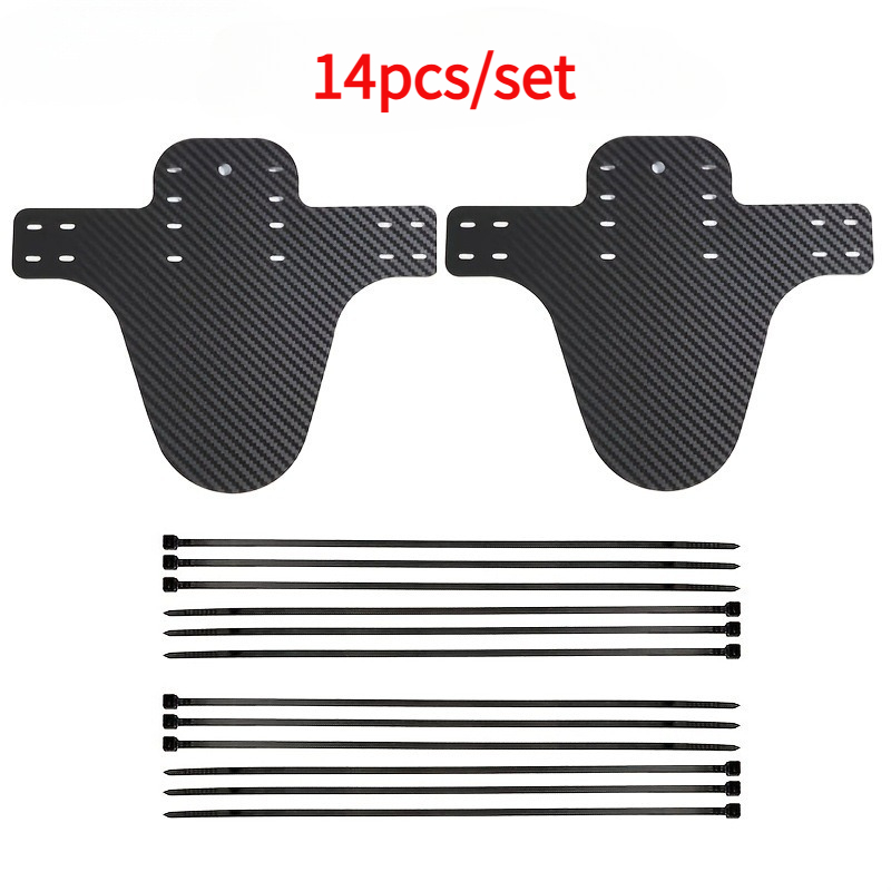 14pcs Mountain Bike Mudguard Set, Front And Rear Fenders, Compatible With Road Bikes, Black