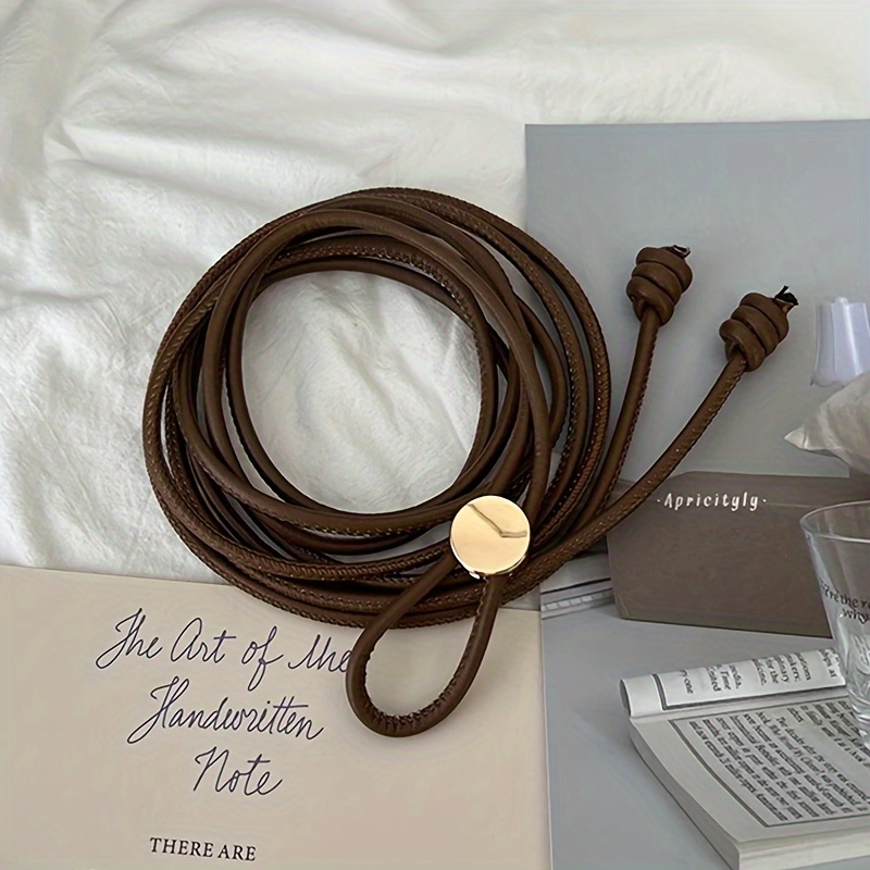 TEMU 1pc Women's Fashion Knotted Belt- Elegant Brown Waist Belt, Suitable For Coats, Shirts, And Dresses- From Casual To Formal Outfit Waist Belt