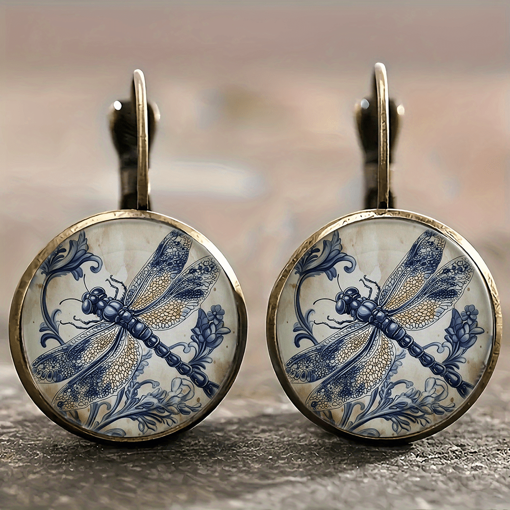 TEMU Alloy Earrings Vintage Pattern Earrings Style Accessories Delicate Earrings Fashion Earrings Dragonfly Pattern Earrings Everything Earrings Gift