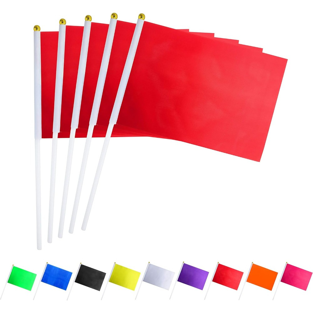 

12pcs Mini Flags In Assorted Colors - Diy Handheld Banners For , Grand , Birthdays & Celebrations, Polyester, 8.2x5.5 Inches