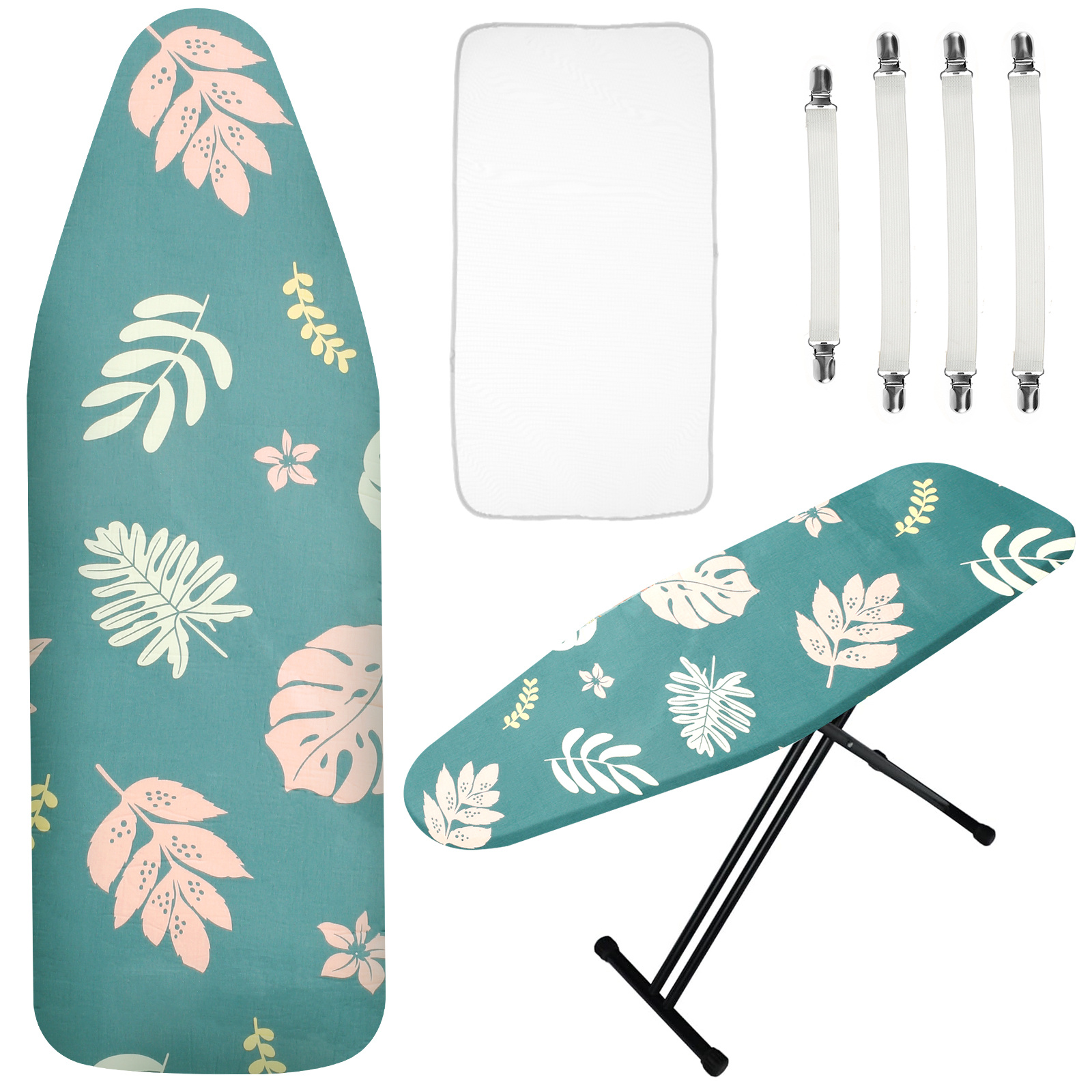 ironing board cover and pad 57 8 18 8in ironing board cover with elastic edges   resistant ironing board cover set with ironing mat 4 fasteners printed pattern   for dorm home ironing board protective cover printed ironing board details 6