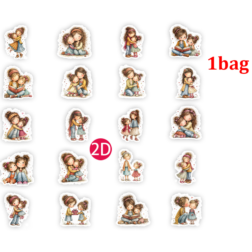 Image of 2d Of Stickers From The Gentle Moments Series For Sisters, Designed For Decorating Journals, Scrapbooks, Diaries, Photo Albums, And School Projects