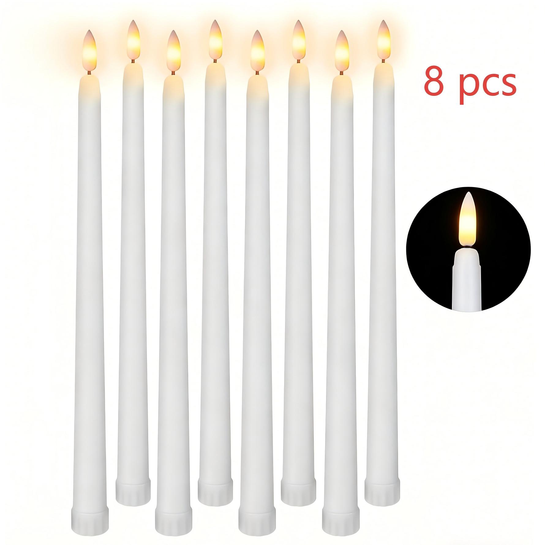 TEMU 8/10pcs Bougies Cônes LED Flamme, Bougies Cônes Flamme, Bougies de Fête, Fonctionnent à Piles avec Flamme 3D Vacillante, Bougies à Effet Flamme
