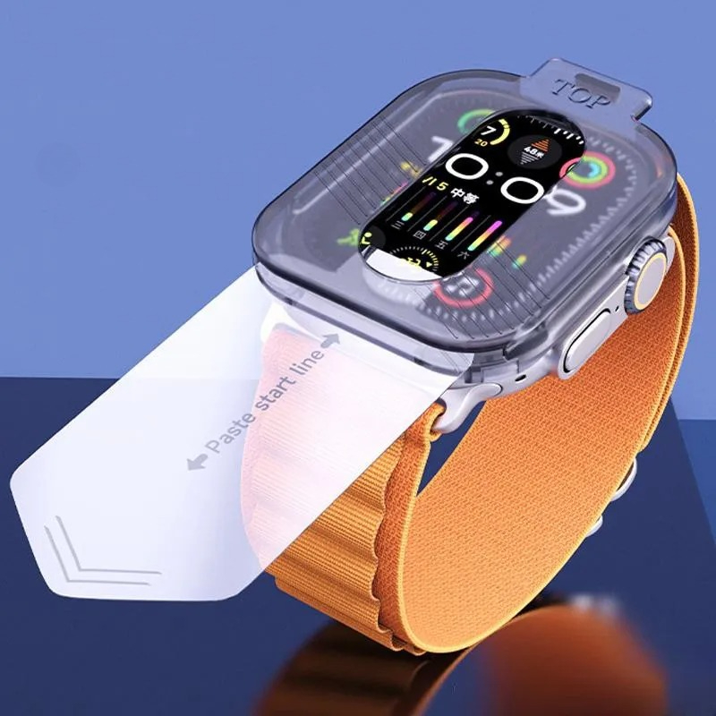 TEMU 4pcs 1 Click Dust-free Installation Watch Tempered Glass Screen Protectors, Suitable For Watch Ultra Ultra3 49mm, , Scratch-resistant, , Watch