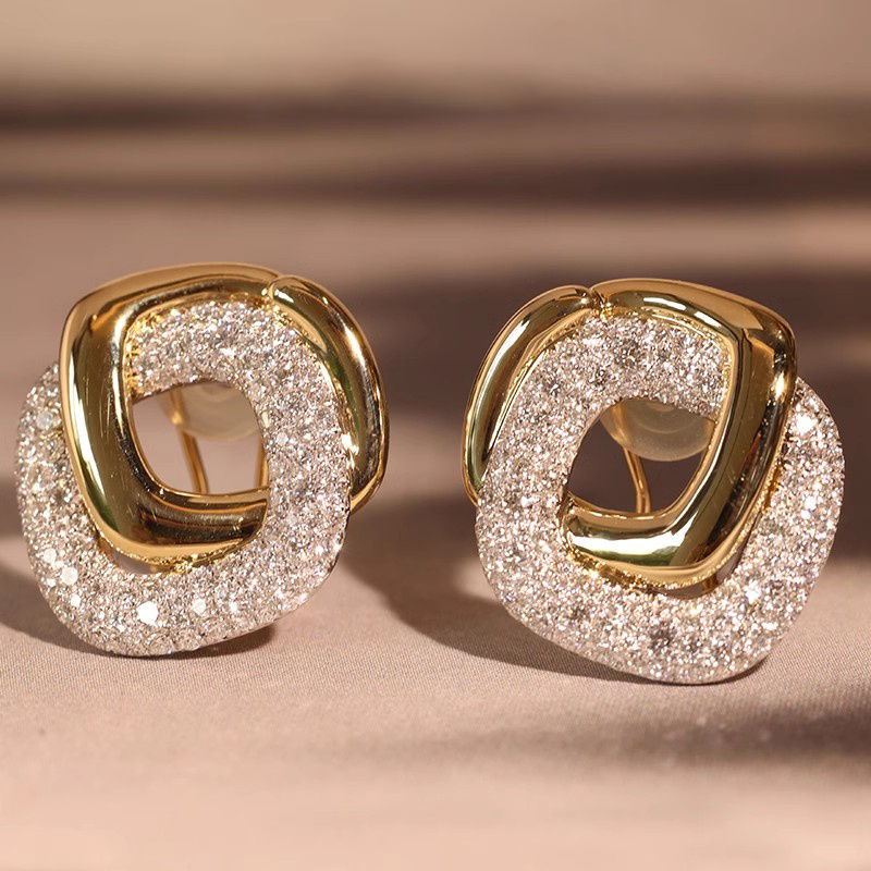 TEMU 1 Paire de Boucles d'Oreilles Tendance Décontractées Exquises Luxueuses avec Incrustation de Synthétique Géométriques Bicolores pour Femme pour