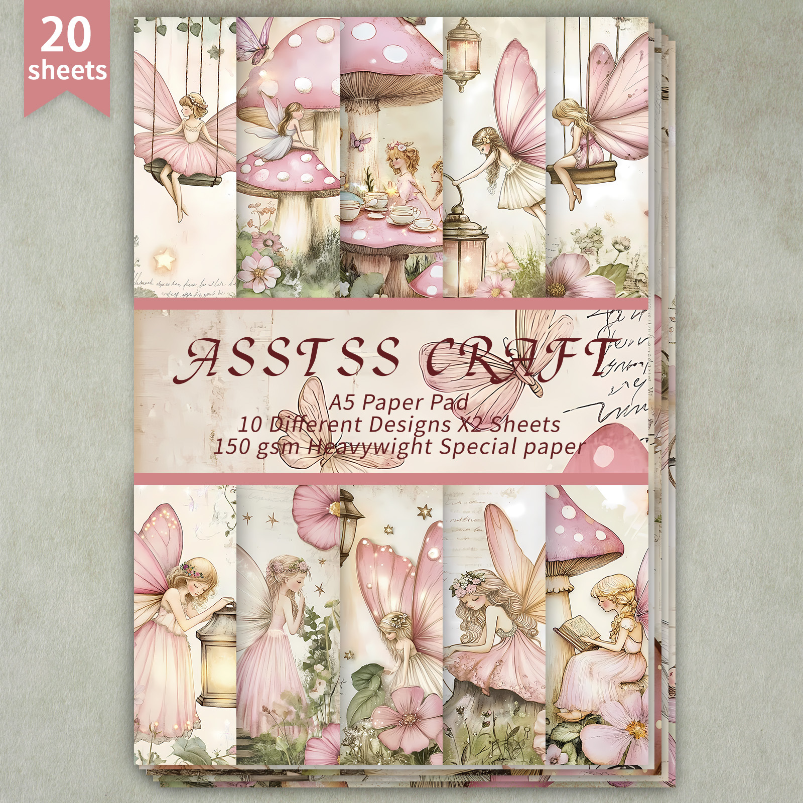 TEMU 20 Sheets A5 Paper | Retro Fairy, Decorative Base Paper, Paper Craft Set, Junk Journal Handmade Vintage Magazine And Decorative Paper, Handmade