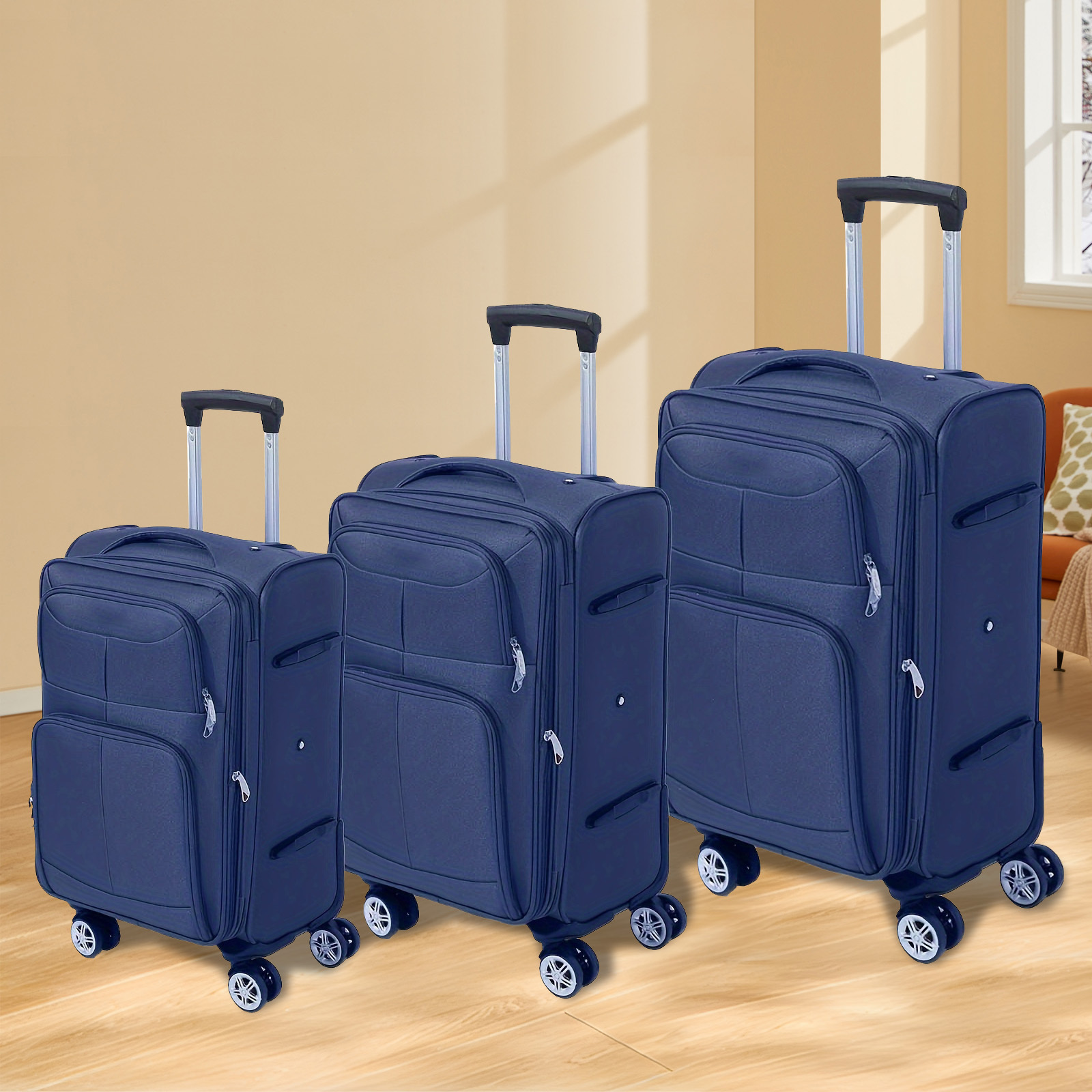 TEMU 3pcs Multi-combination Luggage Set--resistant, | Rotating Lightweight Rolling Wheels, Quickly Converts To Carry-on | Blending Strength &