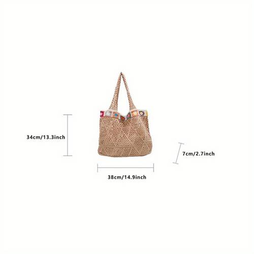 women beach tote bag hollowed crochet shoulder bag large capacity handbag summer pool bag