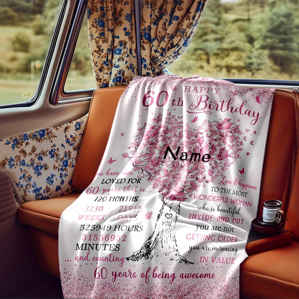 1 stck personalisierte 60. geburtstag rv decke rosa - Temu Germany