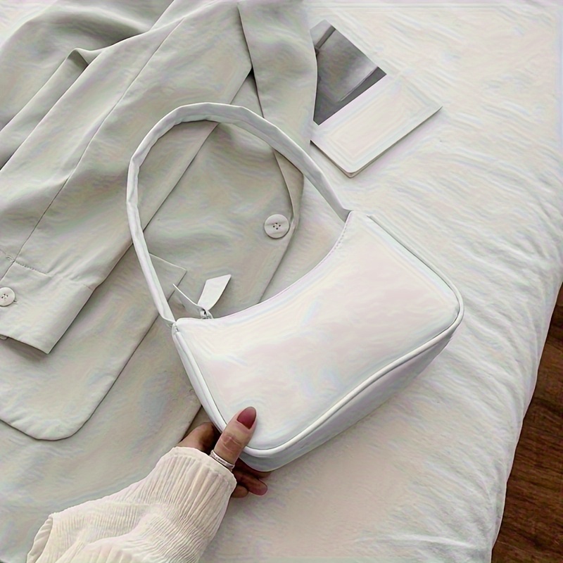 Image of Casual Solid-color Small Handbag With Zipper Closure, Only, Fashion Accessory | | Soft Texture Women's Fashion Vintage Soft Shoulder And Underarm Bag