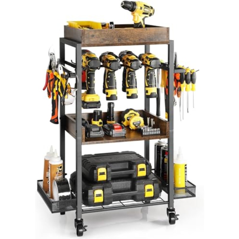 Olsola Heavy-Duty 4-Tier Heavy-Duty Metal Tool Storage Cabinet with Lockable Rolling Workstation & Tool Organizer - 45x30x86cm Large Capacity Tool Chest with 4-Wheel Mobility,   Assembly, Durable Construction for Workshop, Garage, Construction Site - Compatible with Drills, Impact Drivers, Saws, Wrenches, Pliers -   Cabinet for Professional & DIY Use,   Tool, Tool Box, Screwdriver Set, Tool Box Set, Tool For Men, Tool Kit, Tool Bag, Toolbox