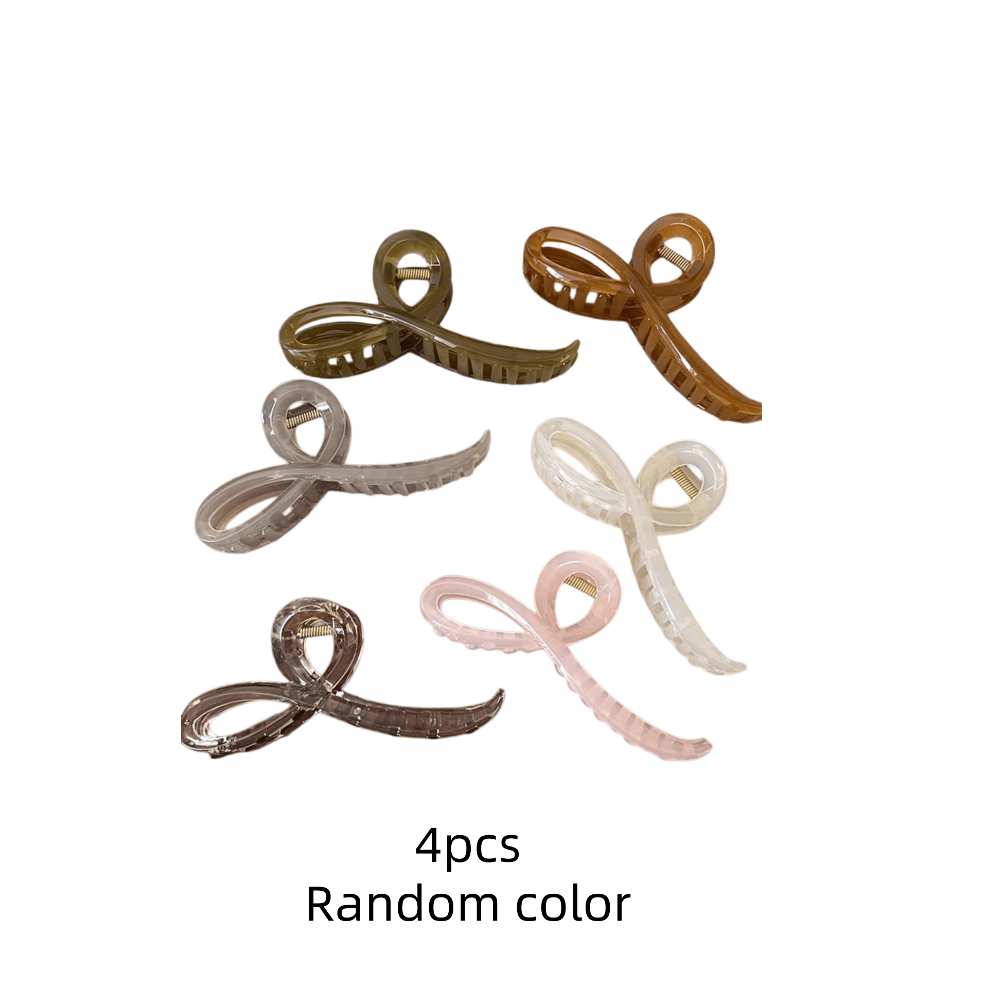 TEMU 4pcs Random Color Bow Knot Large Hair Claw Clips, Transparent Jelly Non-slip Hair Jaw Barrettes, Elegant Fashion Hair Additions For Women Hair