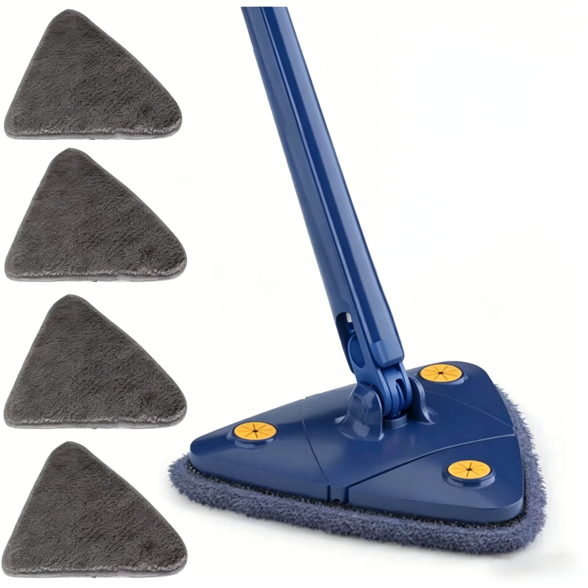 TEMU 360 Degree Rotatable Adjustable Cleaning Mop, 45.3'' Telescopic Triangular Mop With Automatic Water Squeezing Function For Floor Window Ceiling,