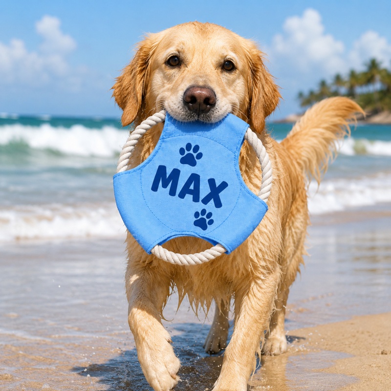 TEMU Self- Rope Flying Disc, Outdoor Throwing Interactive Toy For Dogs, Wear-resistant Thickened Oxford Cloth, Bite And Tear Resistant, Dog Training