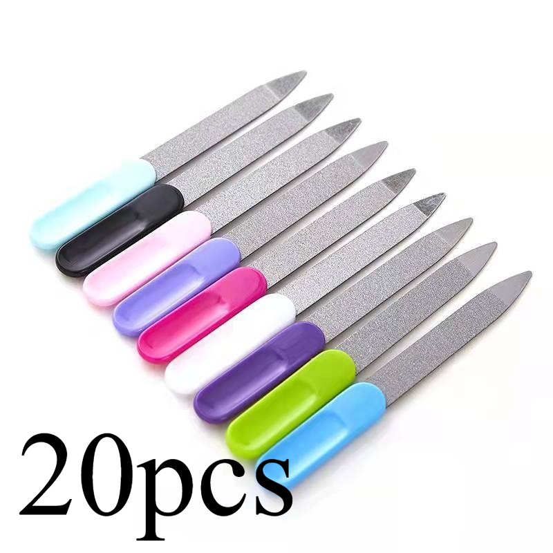 20pcs Professional Stainless Steel Nail File, Durable Nail Care Tool For ,random Color