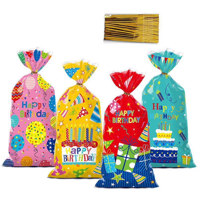 50 Stück Bau-Partytüten Mit Goldenen Bändern – Für Süßigkeiten, Mottoparty, Ca. 27,5x12,5 Cm