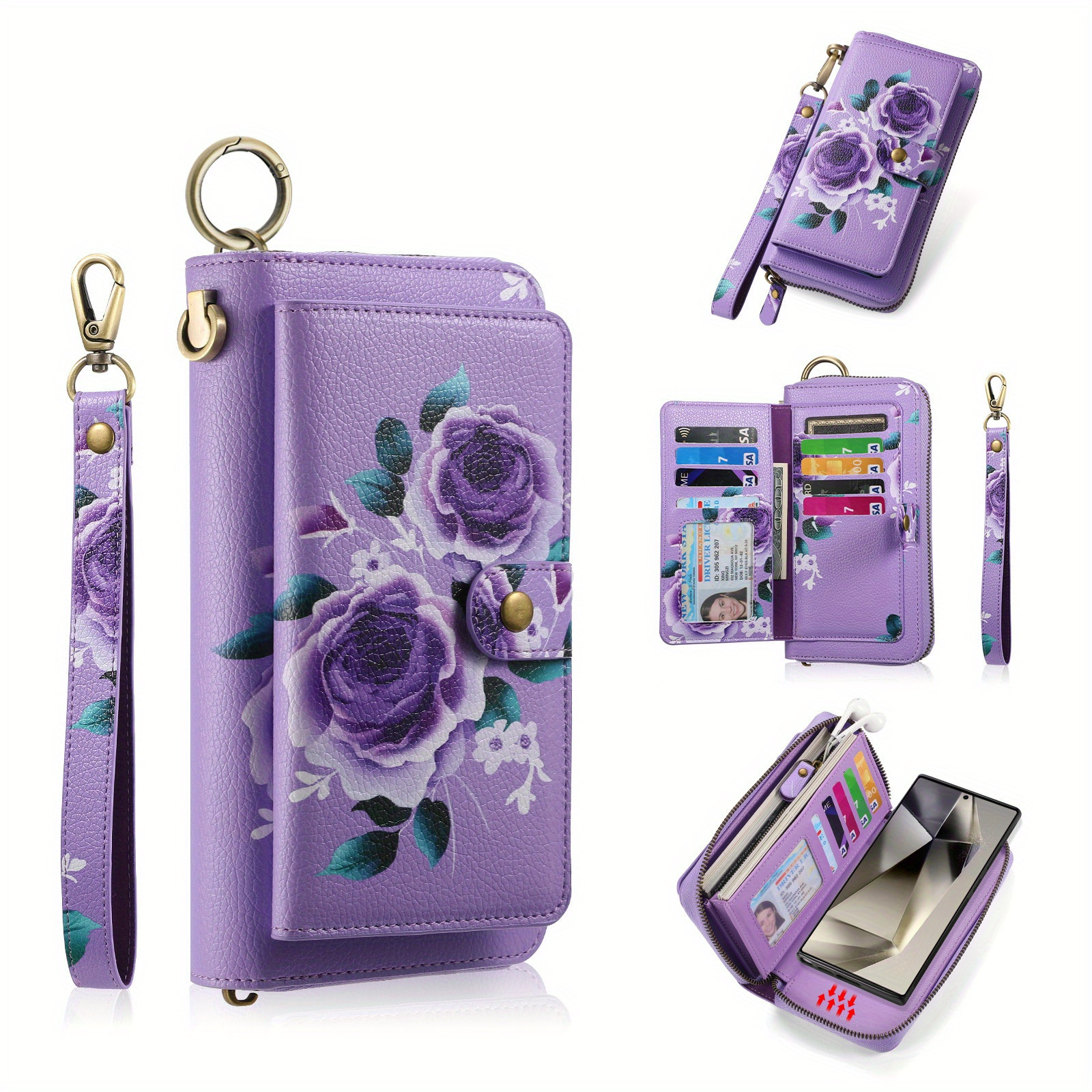 Image of Anti-theft Rfid Women's Wallet Card Holder Phone Pouch, Fashionable Large Capacity Long Wallet Clutch