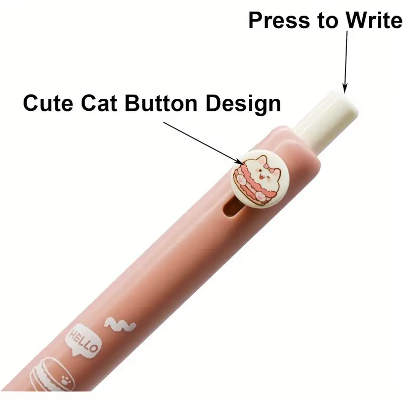 8pcs cute cat pens with retractable gel pens design black ink durable plastic cat lovers and party favors cat accessories school stationery design smooth writing Product details 0