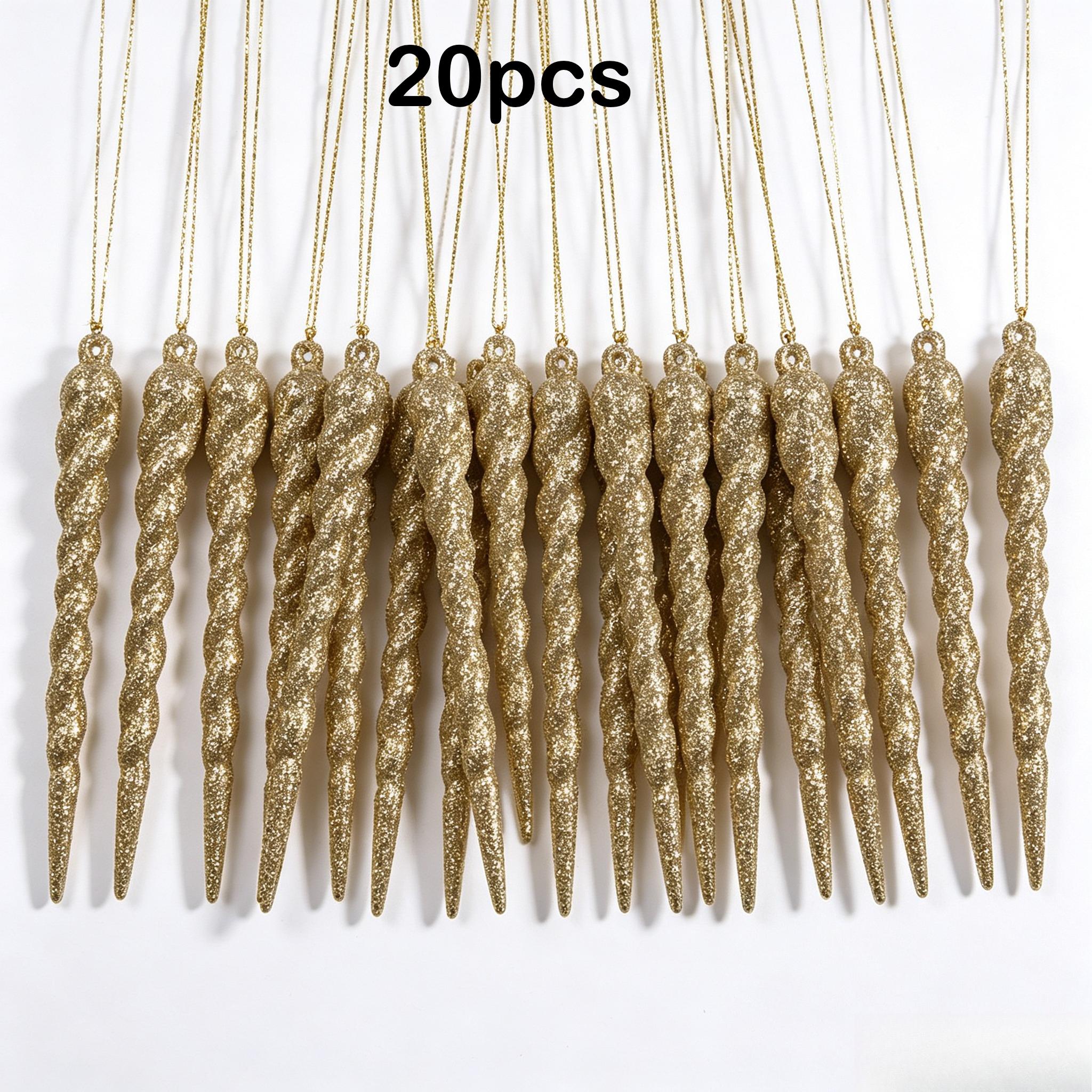 TEMU 20pcs Pendentifs de Noël de recouverts de paillettes, bâtonnets magiques à suspendre, décorations d'arbre