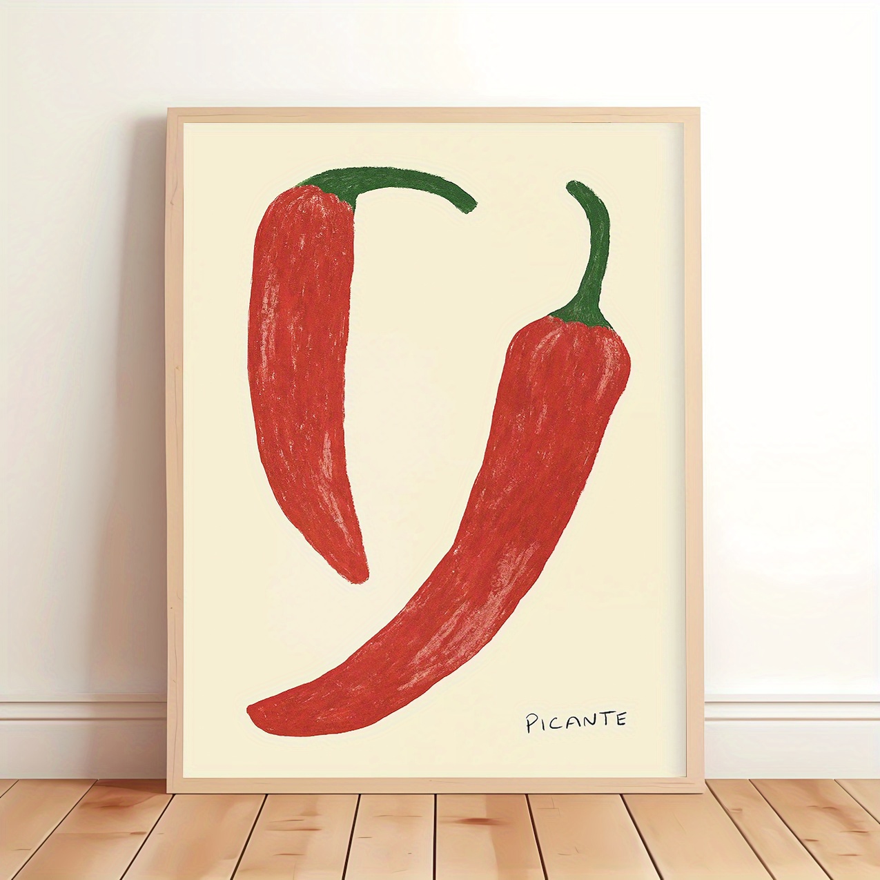 TEMU 1pc, 2d Flat, Chili Pepper Wall Art, Chili Pepper Art, Chili Pepper Poster, Chili Pepper Wall Art, Food Art, Vintage Kitchen Decor, Cute Food
